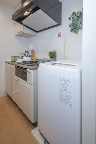 室内洗濯機置き場（A、B、C、Dタイプ）　居室内に洗濯機置き場があります。※モデルルームのため家具家電以外小物はつきません