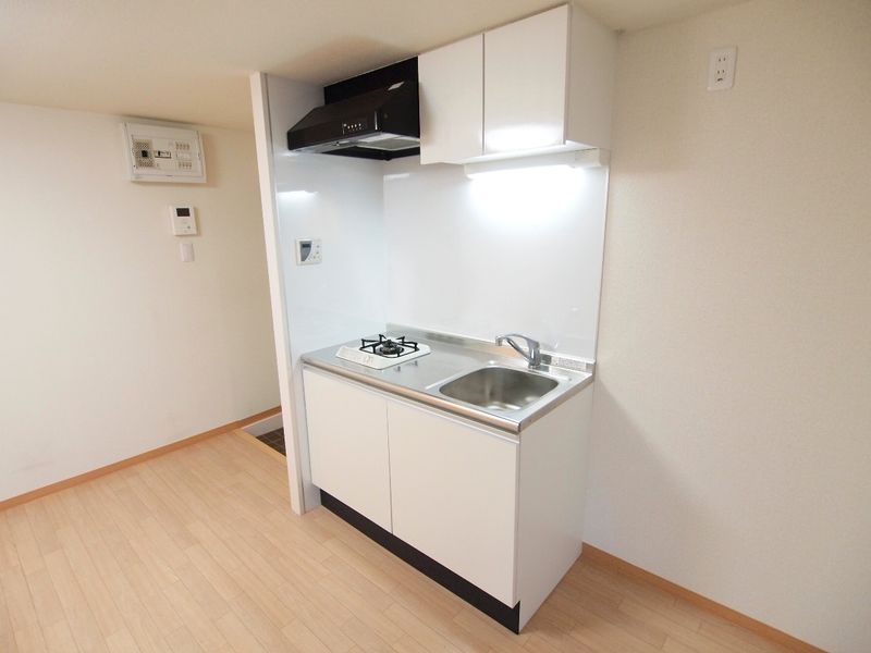 キッチン（101、201号室）　シンク横にスペースのある広めのキッチンです。