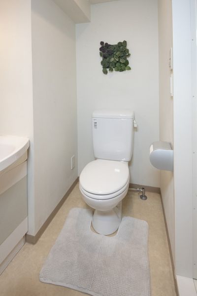 洗面所（A、B、Cタイプ）　水回りが広い所が人気です。※モデルルームのため家具家電以外小物はつきません