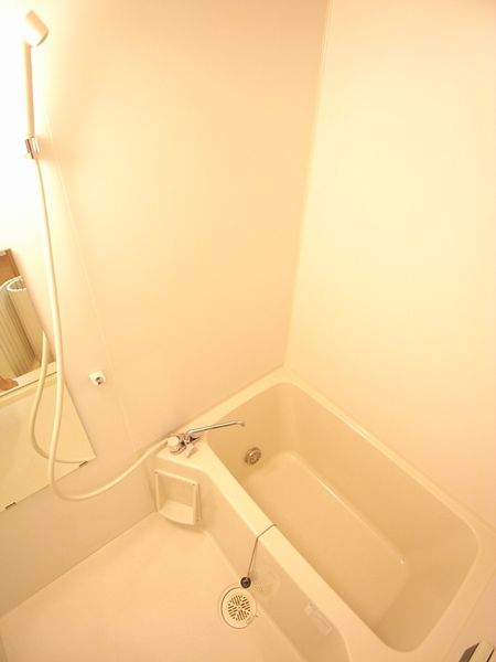 浴室（Cタイプ）　鏡付きのバスルームです。
